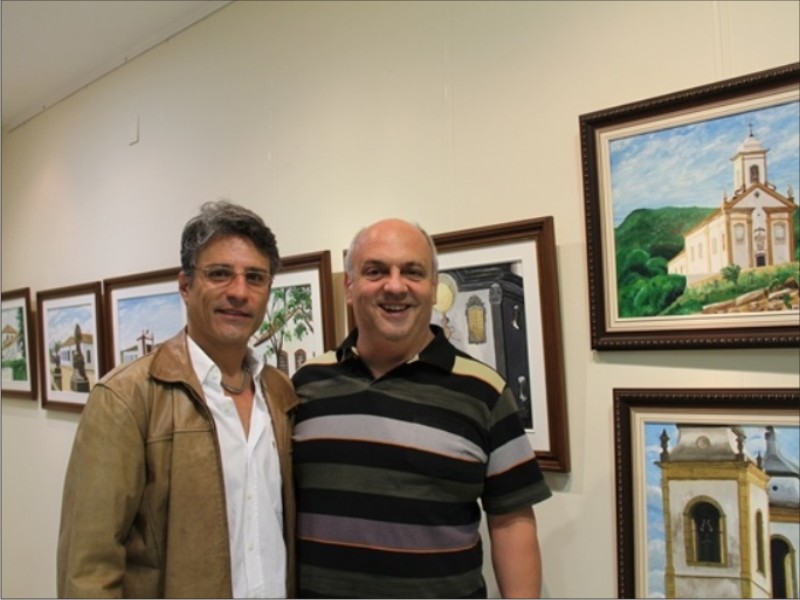 Artistas plásticos Marcello (à esquerda) e Artur Laizo (homenageado).