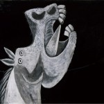 Óleo s/ tela "Cabeça de Cavalo. Esboço para Guernica'" (1937), de Pablo Ruiz Picasso(1881-1973), medindo 65 cm x 92 cm e pertence à coleção do Museu Nacional Centro de Arte Rainha Sofia, em Madri.