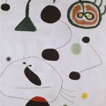 Óleo s/ tela "Personagem e Pássaro na Noite" (1945), de Joan Miró(1893-1983), medindo 147 cm x 114 cm e pertence à coleção do Museu Nacional Centro de Arte Rainha Sofia, em Madri.
