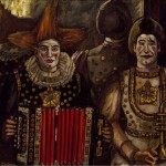 Óleo s/ tela "Palhaços" (1920, do pintor expressionista espanhol José Gutiérrez Solana(1886-1945), medindo 98 cm x 124 cm e pertence à coleção do Museu Nacional Centro de Arte Rainha Sofia, em Madri.
